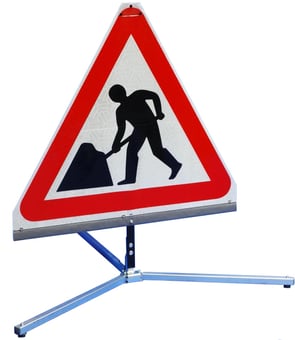 picture of TriFlex Triangular with "Road Works" Sign - 750mm - Sign face with Standard Grade Reflectivity - [QZ-7001.750.TFX]