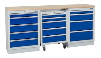 picture of BiGDUG 2041mm Wide Workbench - 1x Roll Cabinet - 5 Drawer Cabinet - 4 Drawer Cabinet - Multiplex - [BDU-TGC4R3GBM] - (LP)