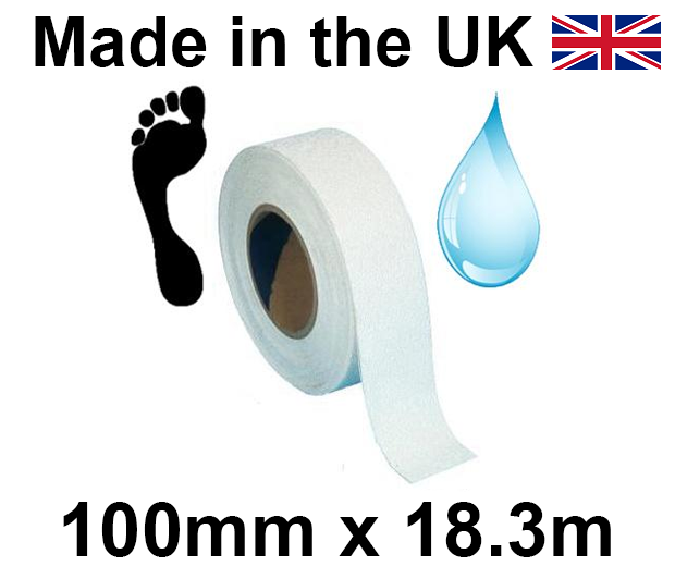White Aqua Safe Anti-Slip Self Adhesive Tape - 100mm x 18.3m Roll - [HE-H3405W-(100)]