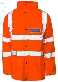 picture of SECURITY Printed Front and Back Orange Hi-Vis Parka Jacket with Heavy Duty Lining - ST-35481-SEC - (HP)