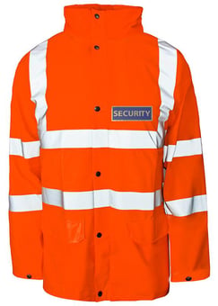 Picture of SECURITY Printed Front and Back Orange Hi-Vis Parka Jacket with Heavy Duty Lining - ST-36981 - (HP)