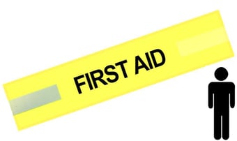 picture of Yellow - Mens Pre Printed Arm band - First Aid - 10cm x 55cm - Single - [IH-ARMBAND-Y-FA-B]