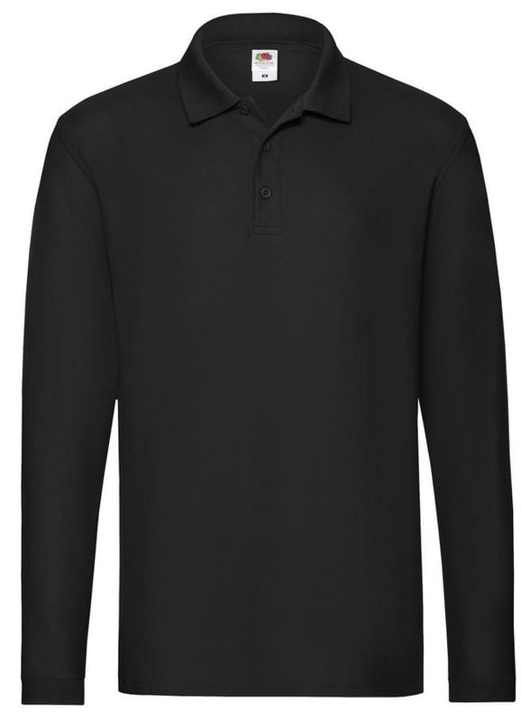 picture of Fruit of the Loom Men's Premium Long Sleeve Polo - Black - BT-63310-BLK