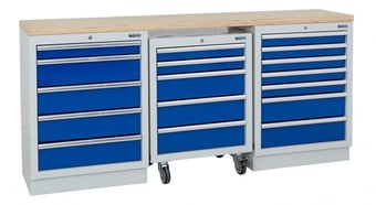 picture of BiGDUG 2041mm Wide Workbench - 1x Roll Cabinet - 5 Drawer Cabinet - 7 Drawer Cabinet - Multiplex - [BDU-TGC4R5GBM] - (LP)