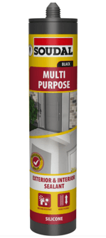 picture of Soudal Multi-Purpose Silicone Sealant - BLACK 290ml - [DK-DKSD159308]
