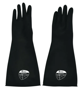 picture of Polyco Chemprotec Mediumweight Natural Rubber Gloves Black - 44cm - BM-SC104