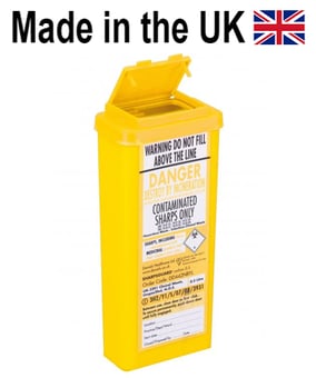 picture of SHARPSGUARD® Yellow Lid 0.5 Ltr Compact Sharps Bin with Needle Remover - BS7320:1990 - [DH-DD442NRYL]