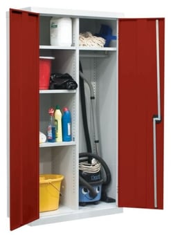 Picture of QMP Utility Cupboard - Red Doors - 3 Shelves - 1800H x 1200W x 460D mm - [QM-CU181246ZRXX]