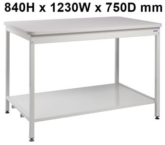 picture of QMP Mailroom Workbench - Open Bench with Lower Shelf - MFC Worktop - 840H x 1230W x 750D mm - [QM-MR841275SLXX]