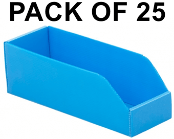 picture of Correx Plastic Parts Bins - 100h x 100w x 300d mm - Pack Of 25 - Blue - [BDU-P3010B25] - (LP)