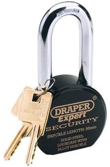 Picture of Draper - Heavy Duty Stainless Steel Padlock and 2 Keys - Shackle Length 50mm - 63mm - [DO-64207]