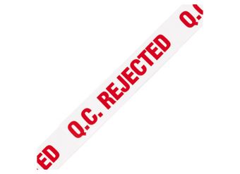 picture of Quality Control Rejected Printed Tape Red on White - Sold per Roll - [RJ-QCPP5]