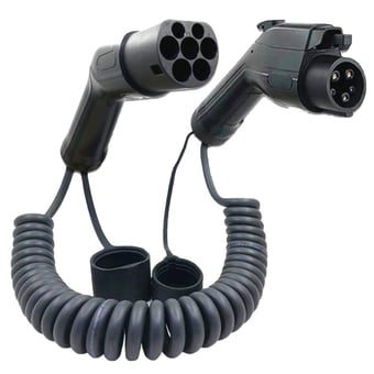 Picture of Electric Vehicle Charging Cable - Type 1 to Type 2 - 32AMP - 5 Metre Coiled Cable - Free Carry Case - [EV-EVW5MC32A-T1T2] - (LP)