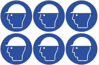 picture of Safety Labels - Safety Helmets Symbol (24 pack) 6 to Sheet - 75mm dia - Self Adhesive Vinyl - [IH-SL32-SAV]