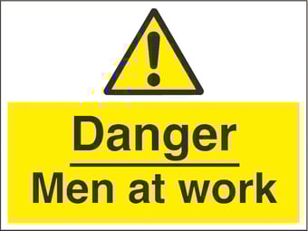 picture of Danger Men at Work Sign - 600 x 450Hmm - Rigid Plastic [AS-WA126-RP]