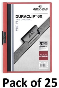 picture of Durable - DURACLIP® 60 Clip Folder - A4 - Red - Pack of 25 - [DL-220903]