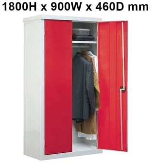 picture of QMP Clothing Cupboard - 1 Shelf - Red Doors - 1800H x 900W x 460D mm - [QM-CC189046ZRXX]