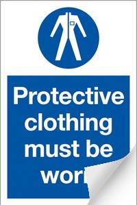 Picture of Protective Clothing Must be Worn Sign LARGE - 400 x 600Hmm - Self Adhesive Vinyl - [AS-MA40-SAV]