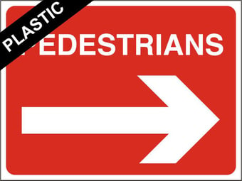 picture of Temporary Traffic Signs - Pedestrians Arrow Right - 600 x 450Hmm - Non Reflective - Rigid Plastic - [IH-ZT14-RP] - (MP)
