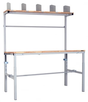 Picture of BiGDUG Height Adjustable Packing Workstation - 1800w x 750d mm - Upper Shelf & Dividers - [BDU-BDMDPBD1875H]