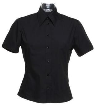 Picture of Kustom Kit Black Ladies Continental Short Sleeve Blouse - [BT-KK728]