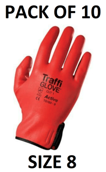 picture of TraffiGlove Active Seamless Knitted Red Nylon Gloves - Size 8 - Pack of 10 - TS-TG180-8X10 - (AMZPK2) (DISC-X)