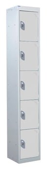 picture of QMP Tool Charging Locker - Solid Door - RCD Plug - 5 Compartment - Light Grey - 1800H x 450W x 450D mm - [QM-BR1845455LSX]