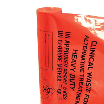 Picture of Heavy Duty Clinical Waste Sacks on a Roll Orange - 90L/10kg - [BM-AT25/M085]