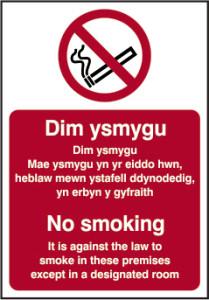 picture of Spectrum No Smoking It Is Against The Law To Smoke In These Premises English/Welsh – CLG 200 x 300mm - SCXO-CI-0579