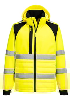 picture of Portwest CD863 - WX2 Eco Hi-Vis Hybrid Jacket - Yellow/Black - PW-CD863YBR