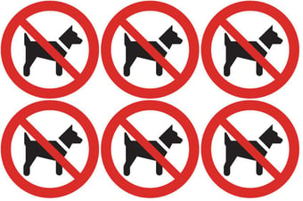 picture of Safety Labels - No Dogs Symbol (24 pack) 6 to Sheet - 75mm dia - Self Adhesive Vinyl - [IH-SL04-SAV]