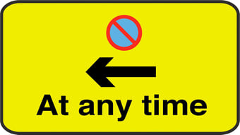 Picture of Parking & Site Management - At Any Time Arrow Left Sign - Class 1 Ref  BSEN 12899-1 2001 - 250 x 180Hmm - Reflective - 3mm Aluminium - [AS-TR64-ALU]