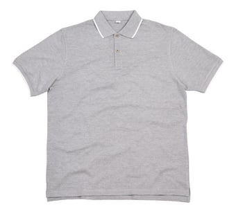 Picture of Mantis The Tipped Organic Polo - Heather Grey Melange / White - BT-M191-HGMW - (DISC-R)