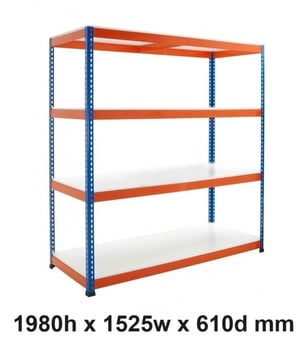 picture of BiGDUG BiG400 Racking 4 Levels - Melamine Shelves - 1980h x 1525w x 610d mm - [BDU-B41915064BOM]