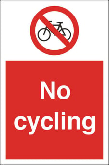 Picture of No Cycling Sign - 200 x 300Hmm - Rigid Plastic - [AS-PR105-RP]