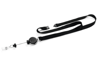 Picture of Durable - Lanyard With Badge Reel Extra Strong - Black - Pack of 5 - [DL-833001]