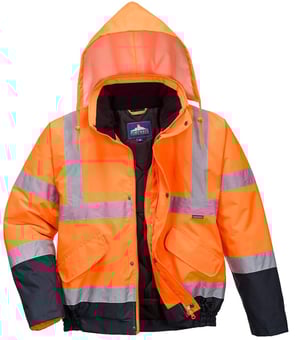 picture of Portwest - Orange/Navy Hi-Vis Two Tone Bomber Jacket - PW-S266ONR