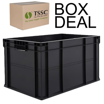 picture of BiGDUG Recycled Euro Stacking Box - 340h x 400w x 600d mm - 62L - Black - Box Deal of 10 - [IH-BDU-BDEC3446BK] - (LP)