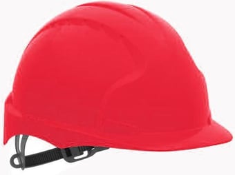 Picture of JSP - The All New EVO2 Red Safety Helmet - Standard Peak with OneTouch 3D Adjustment Slip Ratchet Harness - [JS-AJE030-000-600]