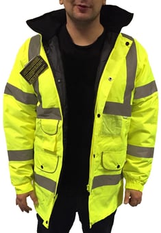 Picture of Hi Vis Superior Padded Waterproof Parka Yellow Jacket With Concealed Hood - BI-130 - (NICE)