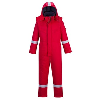 picture of Portwest - Red Flame Resistant Anti-Static Winter Coverall - PW-FR53RER