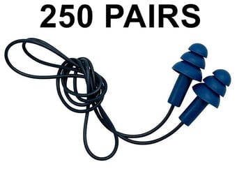 picture of Detectamet Metal Detectable Reusable Corded Earplugs - 3 Flange - Pack of 250 Pairs - [DT-410-P01-T939-X29]