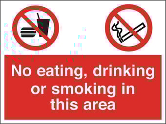 picture of No Eating/Drinking/Smoking Sign - 600 x 450Hmm - Rigid Plastic [AS-PR122-RP]