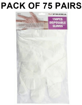picture of Prima Plastic Disposable Gloves - Pack of 75 Pairs - [PD-23019C]