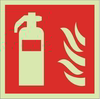 picture of Photoluminescent Fire Extinguisher Symbols Sign - 150 X 150Hmm - Self Adhesive Rigid Plastic - [AS-PH42-SARP]