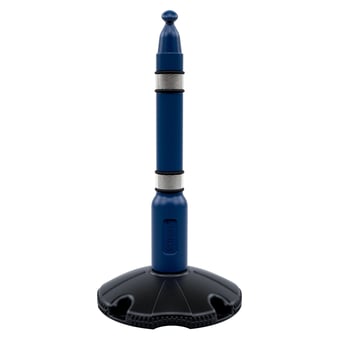 picture of Skipper - Post and Base - Blue Post BLACK RINGS and Reflective Strips - 1 Meter High - [SK-POST1-BB]