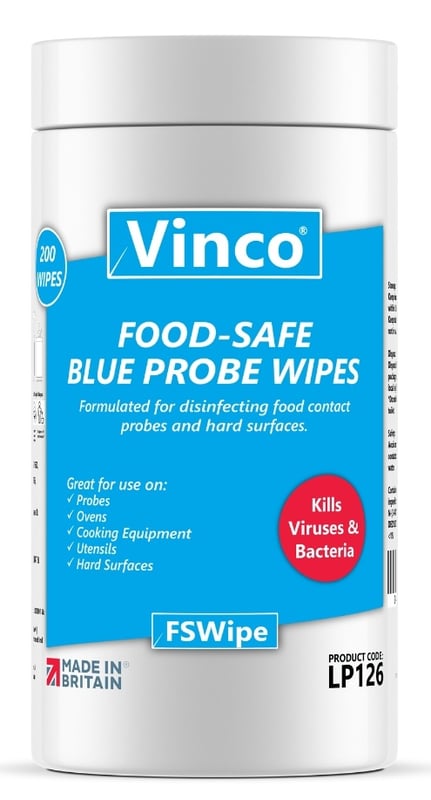 Vinco-FSWipe Food Safe Disinfecting Blue Probe Wipe - 200 Sheet - [HCI-LP126]