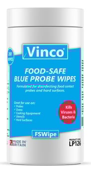 picture of Vinco-FSWipe Food Safe Disinfecting Blue Probe Wipe - 200 Sheet - [HCI-LP126]