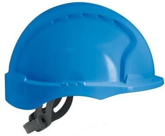 Picture of JSP - The New EVO3 Blue Safety Helmet - Non-Vented - Short Peak & Slip Ratchet Harness - [JS-AJG160-000-500] - (DISC-X)