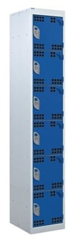 picture of QMP Tool Charging Locker - Perforated Door - RCD Plug - 6 Compartment - Dark Blue - 1800H x 450W x 450D mm - [QM-BR1845456BPX]